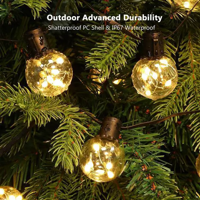 Alt view image 5 of 6 - Outdoor String Lights Battery Operated,22ft 20 G40 LED Patio Bulbs | Warm White Dimmable Remote Timer, IP65 Waterproof Shatterproof Globe Hanging Bulb for Backyard Balcony Bistro Christmas Decor