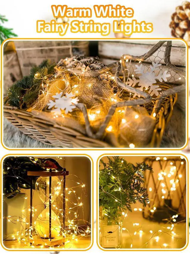 Alt view image 2 of 7 - 4 Pack Fairy Lights Battery Operated with Remote 33FT 100 LED Warm White | Remote Control, 8 Modes, Timer, Adjustable brightness, Waterproof Lights for Indoor Outdoor Classroom Christmas Decor