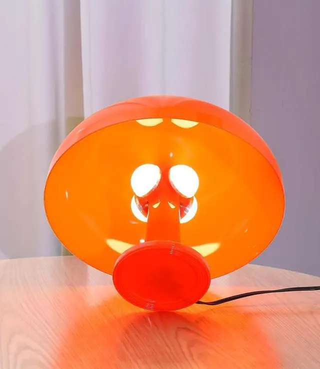 Alt view image 3 of 6 - Orange Mushroom Lamp, Mid Century Modern Table Lamp for Bedroom, Minimalist Mushroom Decor Bedside Small Lamps, 2700K(Bulb Included, Plug Powered)