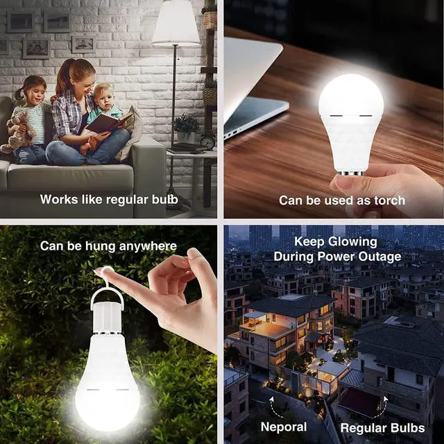 Alt view image 5 of 7 - A19 Rechargeable Light Bulbs Emergency Light Bulb for Power Outages, Led Bulb 60 Watt Equiv., Self-Charging Light Bulb 1200mAh Battery Backup Light Bulbs for Daily, Emergency Use (Daylight)