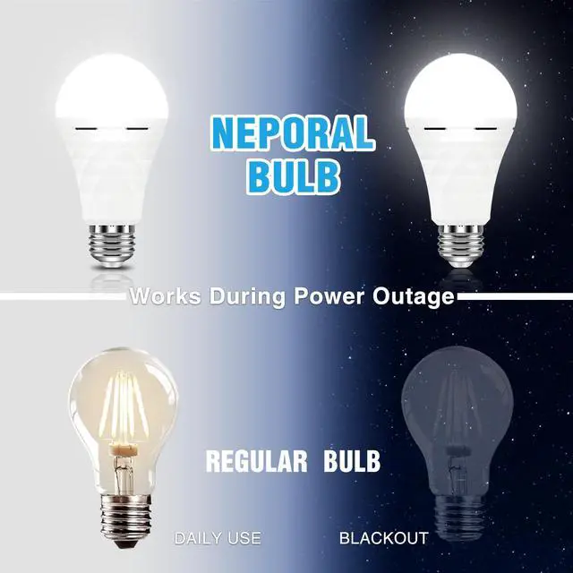 Alt view image 3 of 7 - A19 Rechargeable Light Bulbs Emergency Light Bulb for Power Outages, Led Bulb 60 Watt Equiv., Self-Charging Light Bulb 1200mAh Battery Backup Light Bulbs for Daily, Emergency Use (Daylight)