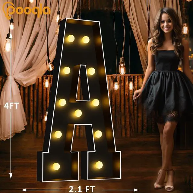 Alt view image 5 of 7 - 4FT Marquee Light Up Letters, Black Large Letter A Party Decorations | LED Marquee Letters 4 Feet Tall, Black Giant Mosaic Letters Gift for Boys Men Birthday Anniversary Wedding Decoration