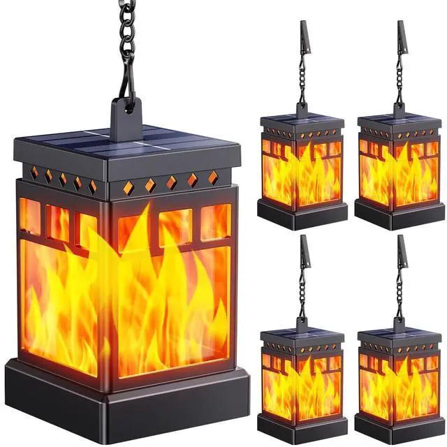 Main image of Hanging Solar Lanterns Outdoor Waterproof, 4PCS Flickering Flame Hanging Solar Lights for Outside, Outdoor Solar Lanterns up to 12 Hours, Lanterns Decorative for Patio Porch Yard Garden Decor