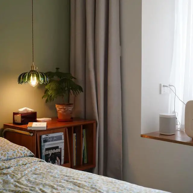 Alt view image 5 of 7 - Plug in Pendant Light Fixtures: Hanging Light Plug in Green Glass Hanging Lamp, Pendant Lighting for Kitchen Island, Bedroom, Dining Room, Living Room, E26 No Bulb