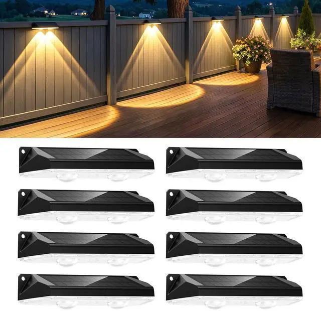 Main image of 8 Pack Solar Fence Lights Outdoor, 3000/4000/6000K/RGB 12 Modes | Fence Lights Solar Powered, 11 Colors, IP65 Waterproof, for Outside Backyard, Deck, Step, Wall, Yard, Patio, Pool, Railing