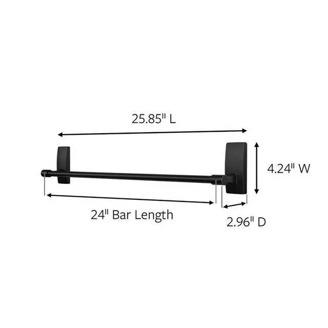 Alt view image 2 of 7 - Bath Matte Black Towel Bar with Water Resistant Strips, Bathroom Organizer, 24 in Bar Length Holds up to 10 lbs