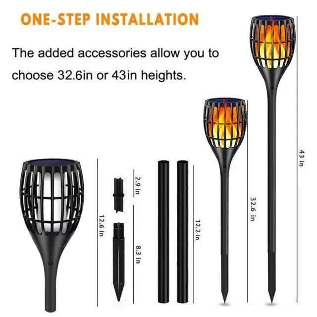 Alt view image 3 of 7 - Solar Lights Outdoor 43" Flickering Flame Solar Torch Lights | 99 LED Higher & Larger Solar Flame Lights for Halloween Decor, Waterproof Solar Garden Lights for Garden Patio Pathway Yard