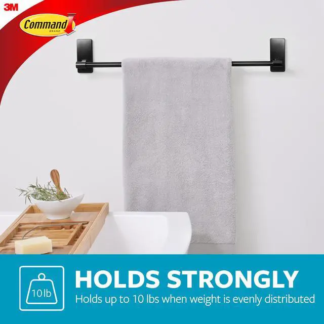 Alt view image 4 of 7 - Bath Matte Black Towel Bar with Water Resistant Strips, Bathroom Organizer, 24 in Bar Length Holds up to 10 lbs