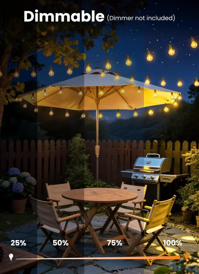 Alt view image 4 of 6 - 100FT 52 LED Bulbs Outdoor String Lights, IP65 Waterproof String Lights | G40 Shatterproof Connectable Outside Patio Light for Backyard Porch Balcony Garden Decor Christmas Camping Gazebo