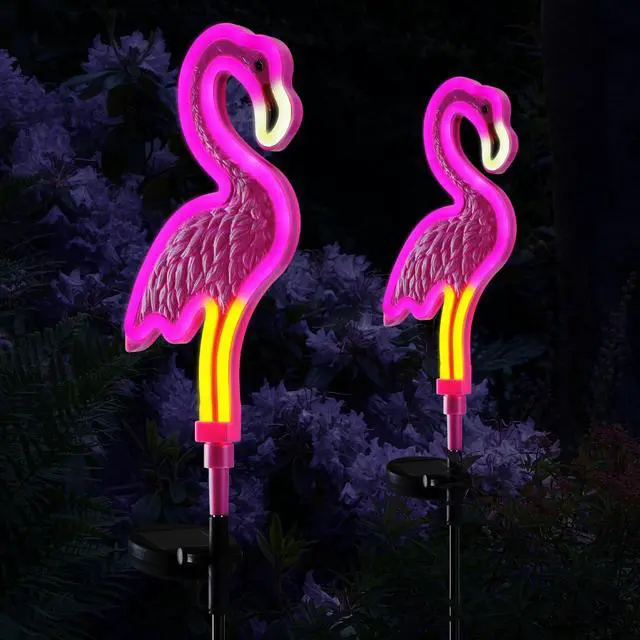 Main image of Flamingo Solar Lights Outdoor Decor, Solar Pink Flamingos Outdoor for Yard Decorations,Pink Neon Solar Flamingo Garden Lights for Outside,Pathways,Patio or Lawn Decor,Gifts for Mom(2Pack)