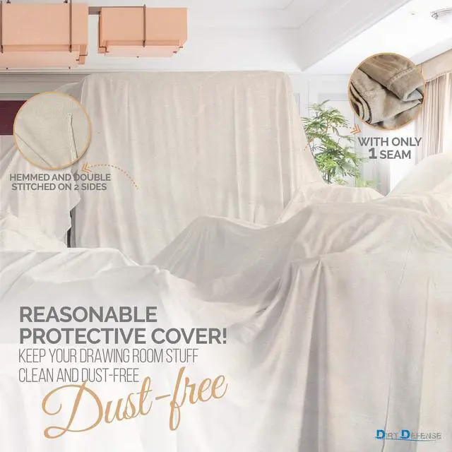 Alt view image 3 of 7 - Pack of 2: All Purpose Canvas Drop Cloth Cotton Tarp 9x12 Large Canvas Tarp for Art Supplies, Drop Cloth for Painting Supplies/Paint Fabric or Couch Cover and Furniture Cover from Paint