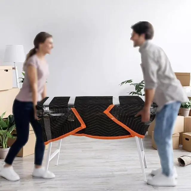 Alt view image 6 of 6 - Large Moving Blankets 80 * 72in Heavy Duty Packing Blankets for Furniture Moving Shipping Wrapping Quilted Furniture Pads for Moving, Padded Mover Blankets (Black) 2pack