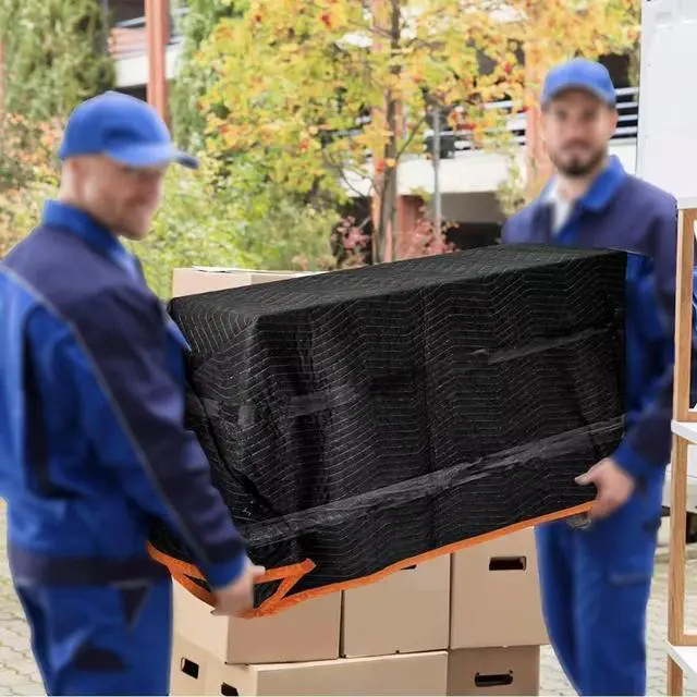 Alt view image 5 of 6 - Large Moving Blankets 80 * 72in Heavy Duty Packing Blankets for Furniture Moving Shipping Wrapping Quilted Furniture Pads for Moving, Padded Mover Blankets (Black) 2pack