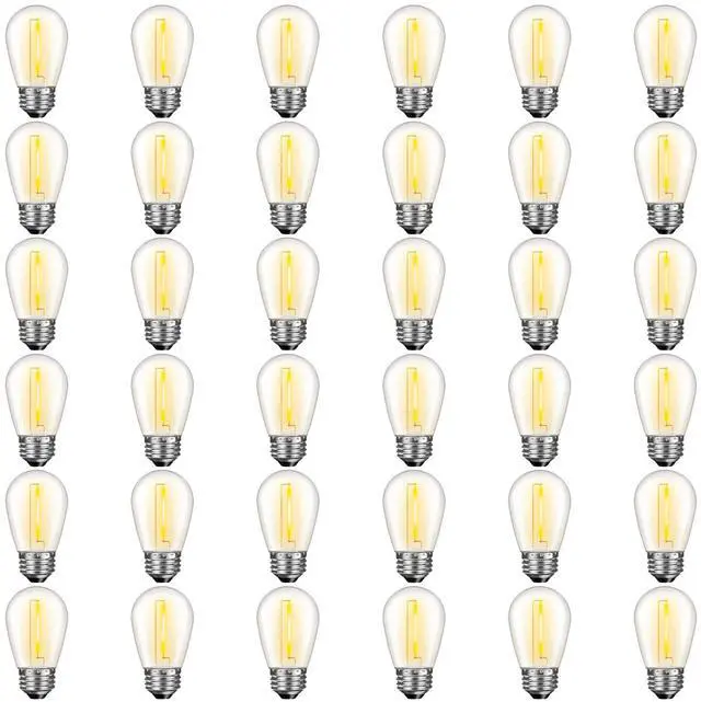 Main image of 36 Pack S14 LED Bulbs for Outdoor String Lights, Shatterproof Replacement Edison Bulbs for Patio String Lights Outdoor Waterproof, Warm White 2200K, Dimmable, E26 Standard Base