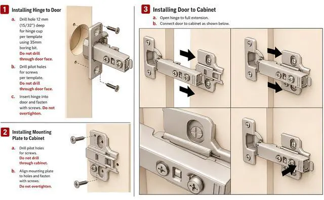 Alt view image 5 of 7 - 10-Pack Full Overlay Frameless Soft-Close European Hinges, 110° 3D Adjustable, Clip-On Concealed Kitchen Cabinet Door Hinges with Screws - Ideal for Modern Cabinets