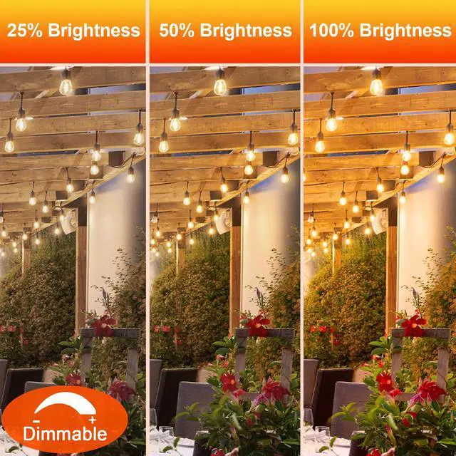 Alt view image 6 of 7 - 36 Pack S14 LED Bulbs for Outdoor String Lights, Shatterproof Replacement Edison Bulbs for Patio String Lights Outdoor Waterproof, Warm White 2200K, Dimmable, E26 Standard Base