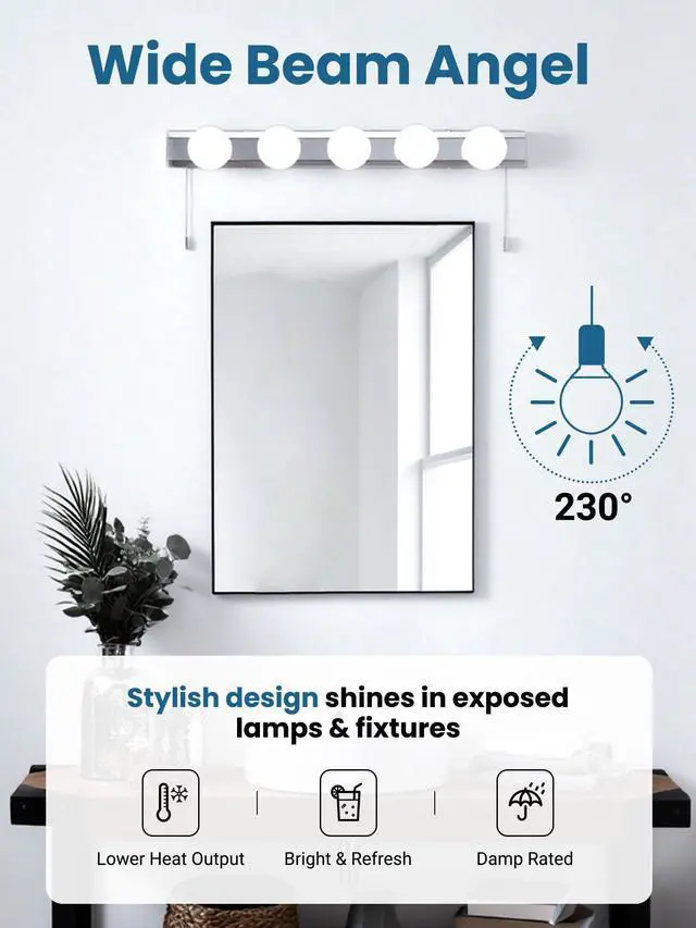Alt view image 6 of 7 - G25 LED Globe Light Bulbs, Vanity Bulb for Bathroom 40W Equivalent | 5000K Daylight White E26 Base, Round Decorative Bulb for Vanity Makeup Mirror, CRI85+, 450LM, Non-Dimmable, UL, 4 Pack