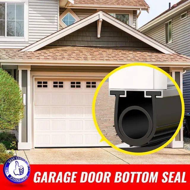 Alt view image 6 of 7 - Garage Door Bottom Rubber Seal 5/16" T-End 10FT & 2 End Plugs Black | garage door bottom seal,double weather barrier,2 end plugs,flexible rubber,easy trim,tool-free slide-in install