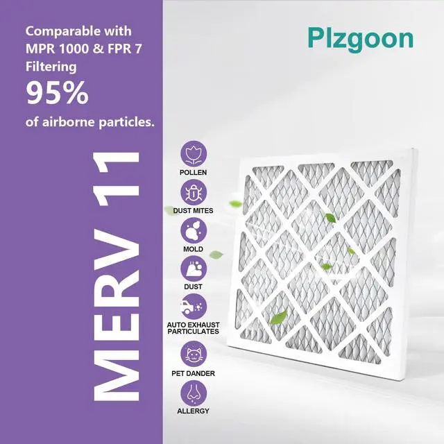 Alt view image 3 of 7 - 14x14x1 Air Filter MERV 11, 4-Pack for AC & Furnace, MPR 1000 | Actual size: 13.78 x 13.78 x 0.79 inches. Pleated electrostatic media for efficient airflow and better filtration