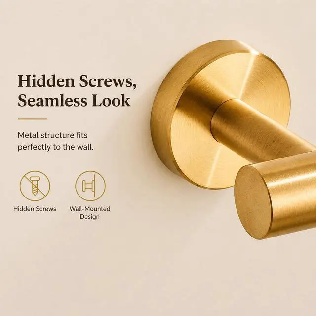 Alt view image 3 of 7 - Brushed Gold Bathroom Hardware Set 5 Piece with Towel Racks for Bathroom, SUS304 Stainless Steel Bath Towel Bar Set, 24 Inch Wall Mounted Accessories Kit