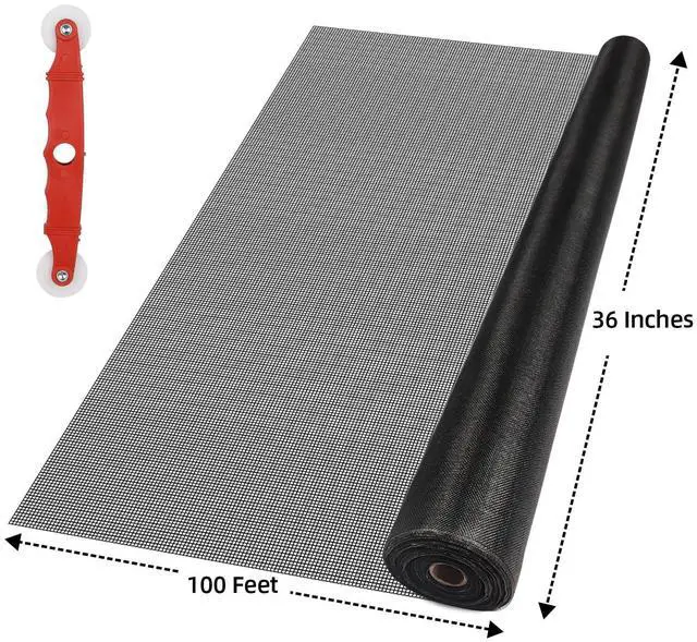 Alt view image 2 of 7 - Fiberglass Window Screen Mesh Roll - 36"x100', Easy-to-Cut Screen Door Mesh for Windows, Pool, Porch Durable Mesh Replacement Option