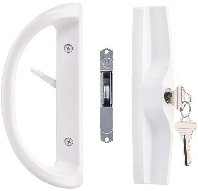 Main image of Sliding Patio Door Handle Set with Key Cylinder and Mortise Lock, Full Replacement Handle Lock Set Fits Door Thickness from 1-1/2" to 1-3/4", 3-15/16 Screw Hole Spacing, Reversible Design(Non-Handed)