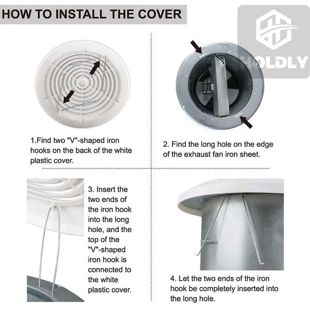 Alt view image 4 of 6 - V2262-50 7 Inch Bathroom Exhaust Fan, 50 CFM, 1.0 Sones, 7" Ceiling Exhaust Fan, for 8 Inch Diameter Rough-in Opening, Ideal Ventilation for Bathroom, Laundry Room, Mobile Home, Kitchen & Garage