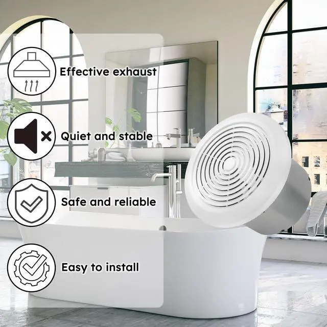 Alt view image 6 of 6 - V2262-50 7 Inch Bathroom Exhaust Fan, 50 CFM, 1.0 Sones, 7" Ceiling Exhaust Fan, for 8 Inch Diameter Rough-in Opening, Ideal Ventilation for Bathroom, Laundry Room, Mobile Home, Kitchen & Garage