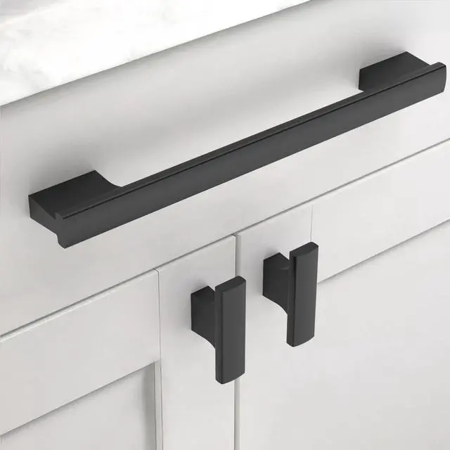 Alt view image 2 of 6 - 10 Pack 7 Inch(177mm) Matte Black Cabinet Pulls Kitchen Cabinet Handles Black Cabinet Pulls Cabinet Hardware for Cupboard Drawer