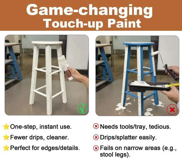 Alt view image 4 of 7 - White Touch-Up Paint for Wood,Furniture,Cabinets,Metal,6.35 Oz,2-in-1 | Paint & Primer in One,Waterproof,No Sanding, Fast Drying, Water Based, Multi Surface