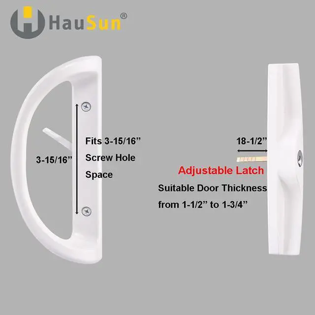 Alt view image 4 of 7 - Sliding Patio Door Handle Set with Key Cylinder and Mortise Lock, Full Replacement Handle Lock Set Fits Door Thickness from 1-1/2" to 1-3/4", 3-15/16 Screw Hole Spacing, Reversible Design(Non-Handed)