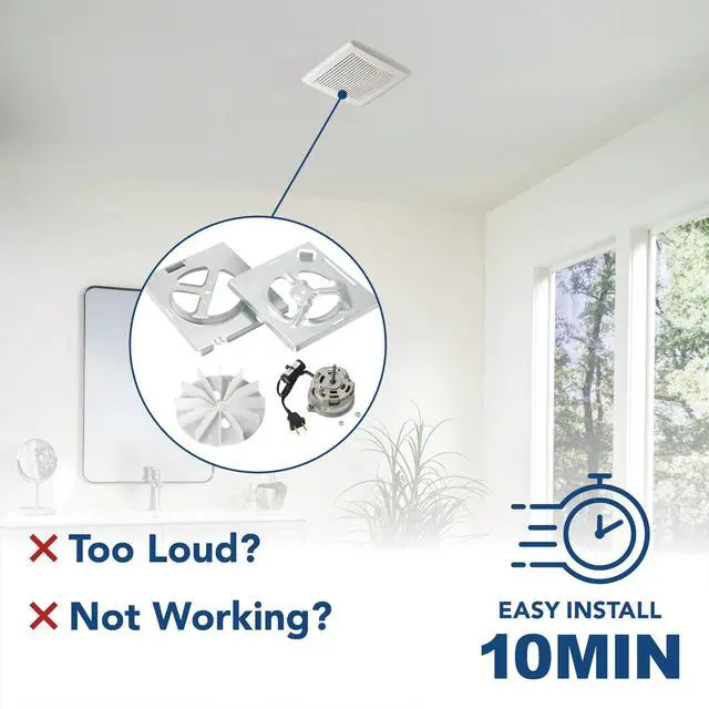 Alt view image 3 of 7 - RE70BN 70 CFM Bathroom Exhaust Fan Replacement Motor Kit, Easy DIY Replacement Motor Kit for 70 CFM and 50 CFM Bath Fans, White