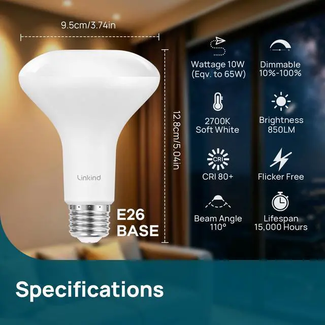 Alt view image 2 of 7 - BR30 LED Flood Light Bulbs Indoor, 65W Equivalent Dimmable LED Recessed Bulbs, 10W 850 Lumens, 2700K Soft White E26, UL FCC Certified, Recessed Can Light Bulb for Bedroom Bathroom, 12 Packs