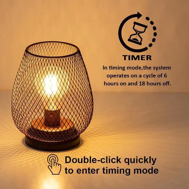 Alt view image 4 of 7 - Set of 2 Rechargeable Lamp LED Table Lantern, Brown Metal Cage Cordless Lamps with LED BulbVintage Decorative Outdoor Lantern for Weddings, Parties, Patio, Events for Indoors Shelf Decor