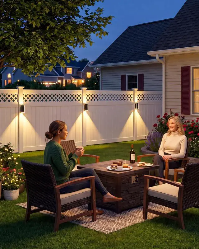Alt view image 6 of 7 - Solar Fence Lights Outdoor 6 Pack, 5CCT(3000K-6000K) Up and Down Solar Wall Lights, IP65 Waterproof Dusk to Dawn Wood Fence Lights Solar Powered for Patio, Porch, Backyard, Garage, Wall Decor