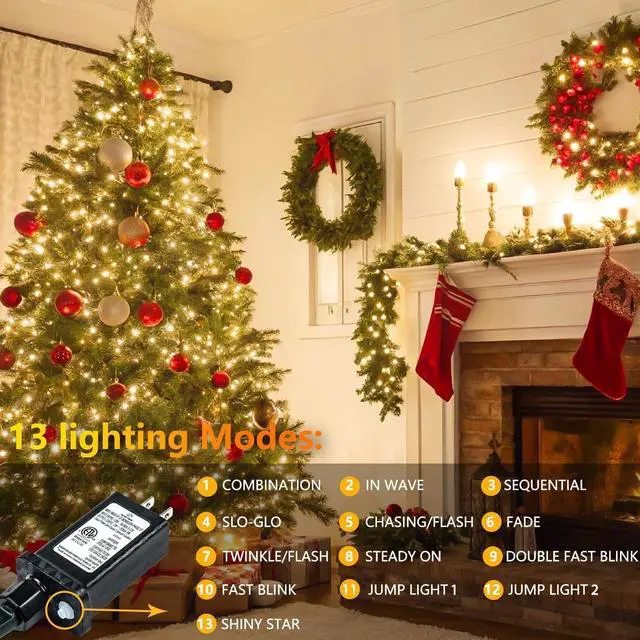 Alt view image 2 of 7 - 2-Pack 66FT 200 LED String Lights Indoor Outdoor Waterproof, Christmas Lights on Clear Wire, 13 Modes Twinkle Fairy String Lights for Xmas Tree Wedding Decorations Party Bedroom Garden (Warm White)