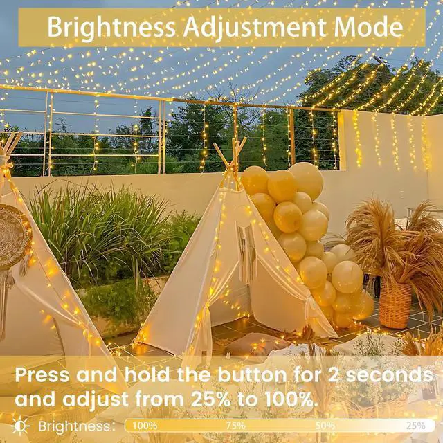 Alt view image 3 of 7 - 2-Pack 66FT 200 LED String Lights Indoor Outdoor Waterproof, Christmas Lights on Clear Wire, 13 Modes Twinkle Fairy String Lights for Xmas Tree Wedding Decorations Party Bedroom Garden (Warm White)