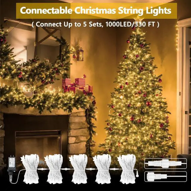 Alt view image 2 of 7 - 200 LED Connectable String Lights, 66FT Christmas Lights Outdoor Indoor | Warm White, 13 Modes, Timer, Clear Wire Waterproof Twinkle Fairy Lights Plug in for Bedroom Classroom Patio Xmas Tree Decor