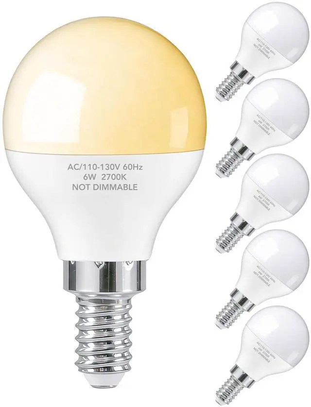 Main image of A15 E12 Small Base LED Light Bulbs, 6W Non-dimmable 2700K Soft White 6 Pack | Bright 60W Equivalent 85+ CRI for Ceiling Fan Candelabra Energy Efficient Flicker Free