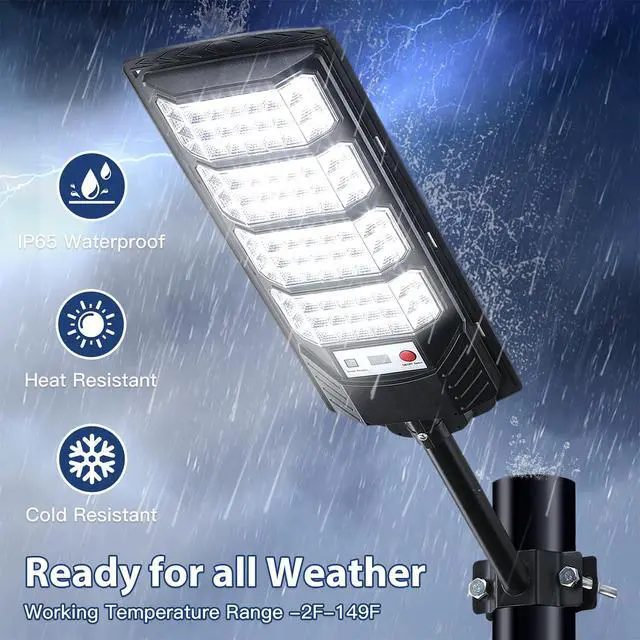 Alt view image 6 of 7 - 2 Pack Solar Street Lights Outdoor Waterproof,6500K LED Motion Sensor Lights,Dusk to Dawn Solar Flood Lights with Remote,Parking Lot Light,Commercial Area Lighting for Outside
