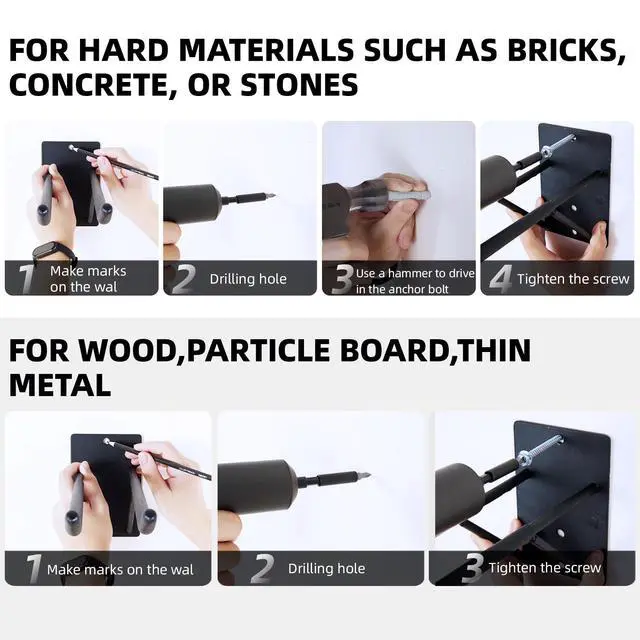 Alt view image 7 of 7 - 14" Large Heavy Duty Garage Hooks, 4-Pack Steel Garage Storage Hooks with Support Rods, Utility Wall Mount Hangers for Power Tools, Car Tires, Ladders, Chairs, Garden Tools and More