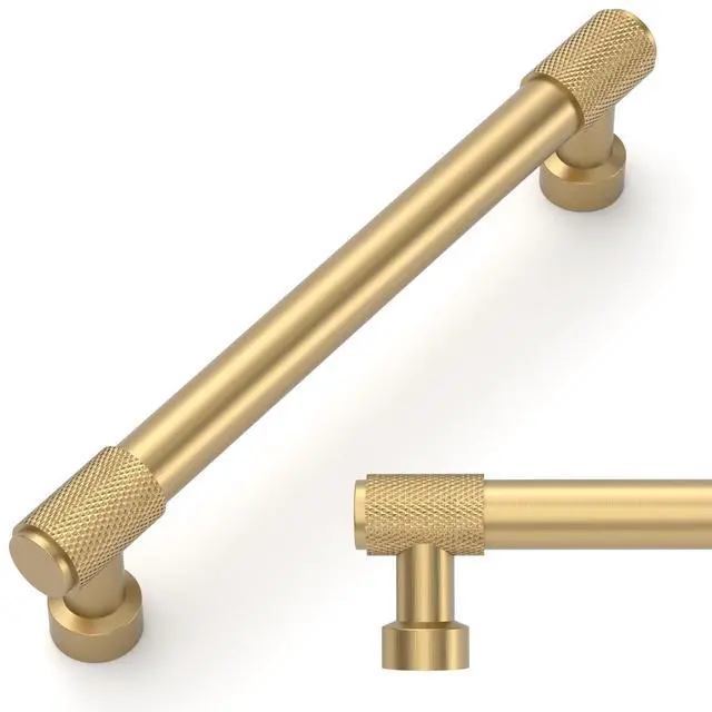 Main image of 10 Pack Champagne Bronze Knurled Cabinet Pulls 5 Inch(128mm) Hole Center Kitchen Cabinet Handles Drawer Pulls Cabinet Hardware ZH034