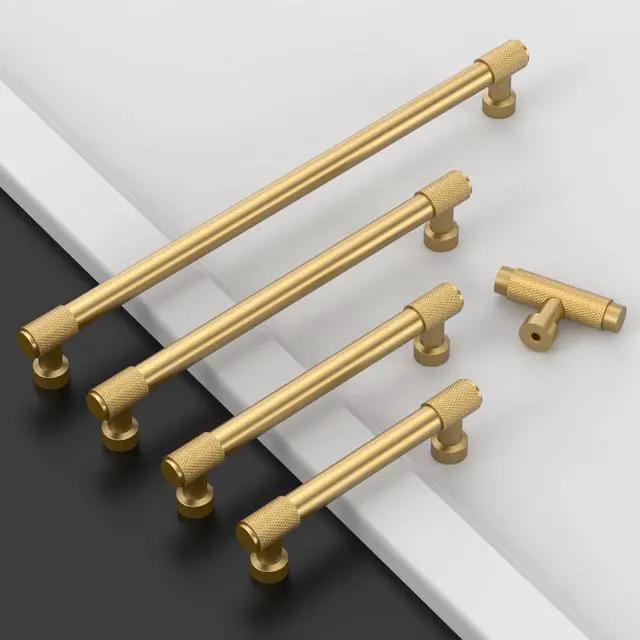 Alt view image 3 of 7 - 10 Pack Champagne Bronze Knurled Cabinet Pulls 5 Inch(128mm) Hole Center Kitchen Cabinet Handles Drawer Pulls Cabinet Hardware ZH034