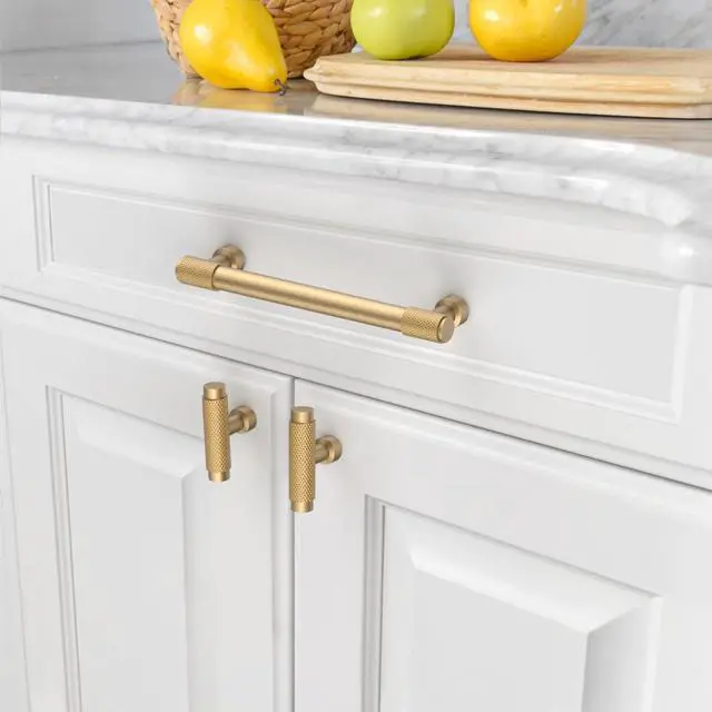 Alt view image 4 of 7 - 10 Pack Champagne Bronze Knurled Cabinet Pulls 5 Inch(128mm) Hole Center Kitchen Cabinet Handles Drawer Pulls Cabinet Hardware ZH034