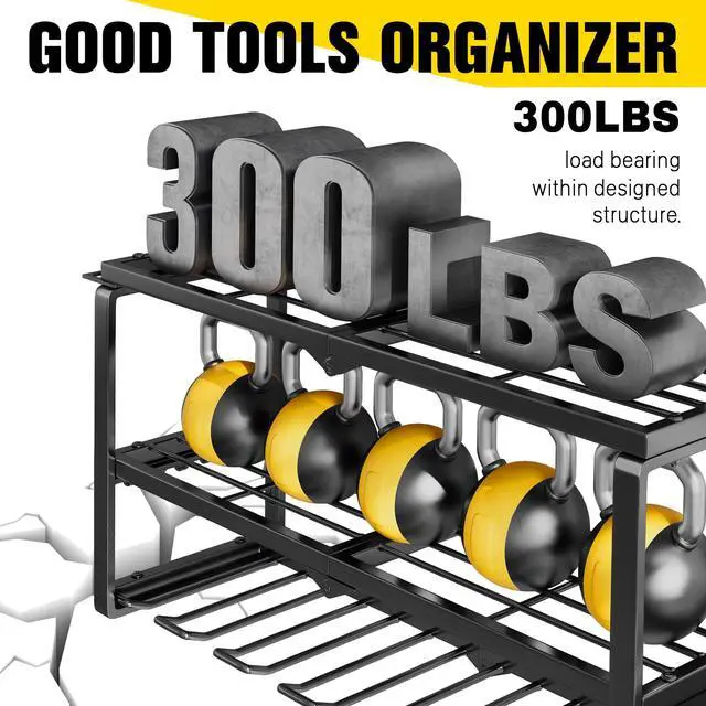 Alt view image 3 of 7 - Power Tool Organizer Wall Mount- 300lb Heavy Duty 3-Tier Storage Rack with 7 Drill Holders for Garage Tools, Best Birthday Tools Gifts for Men Dad Husband