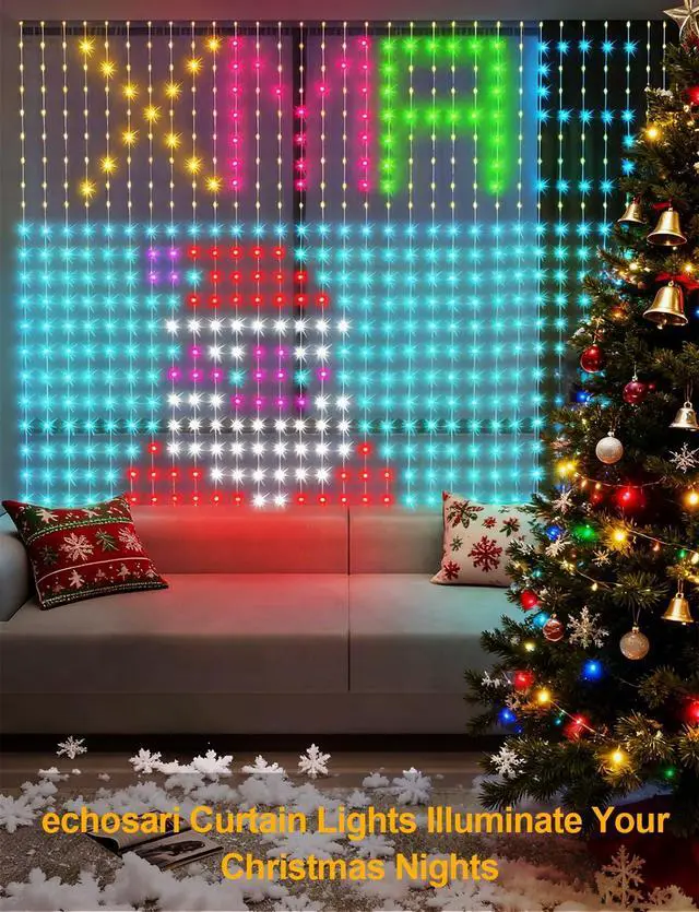 Alt view image 7 of 7 - 400 LED Smart Curtain Lights Plug in with App Programmable | 6.6 x 6.6ft RGB&IC DIY Pattern Music Sync for Bedroom Backdrop Decor