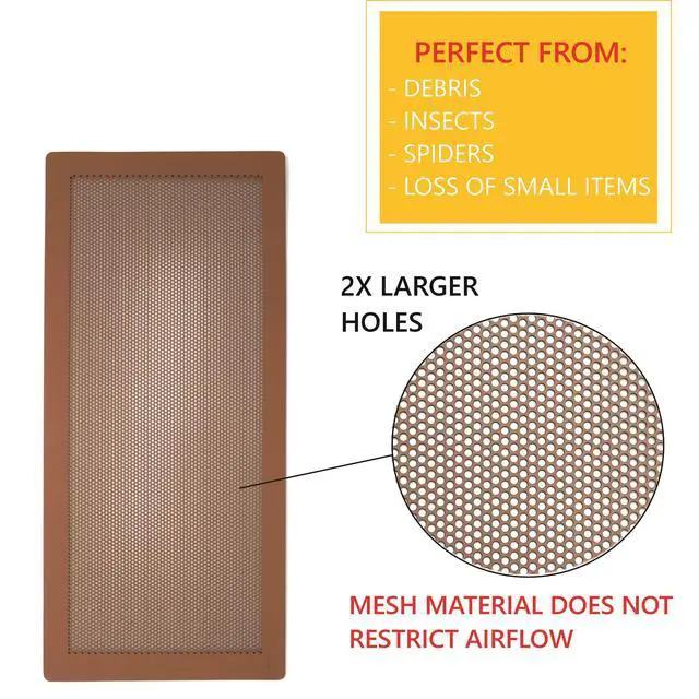 Alt view image 5 of 6 - Extra Strong Magnetic Air Vent Screen Cover for Floor 5-Pack (5'' x 11'', Brown)