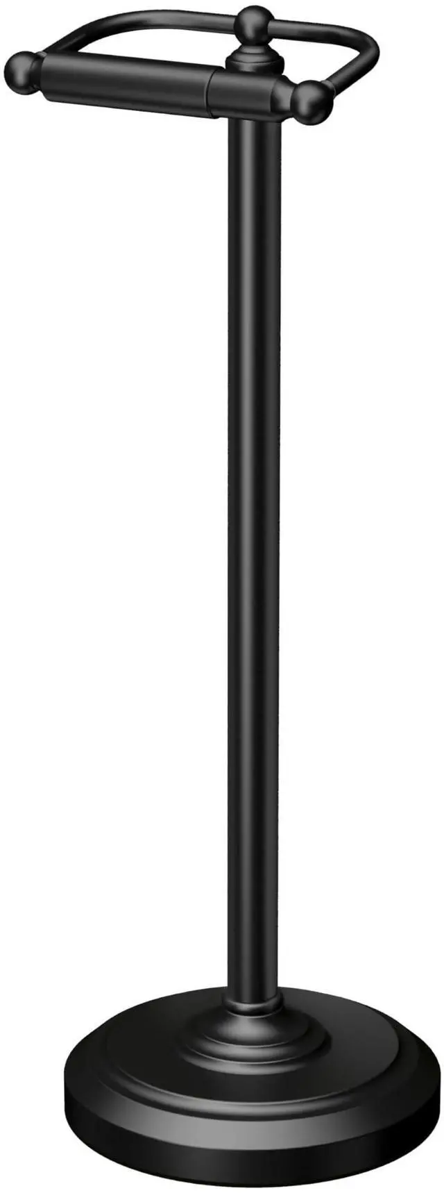 Main image of 1436MX Toilet Paper Holder Stand, Weighted Base, Matte Black, Freestanding Bathroom Floor Stand, 22 Inch