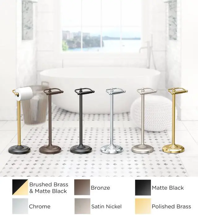 Alt view image 2 of 6 - 1436MX Toilet Paper Holder Stand, Weighted Base, Matte Black, Freestanding Bathroom Floor Stand, 22 Inch
