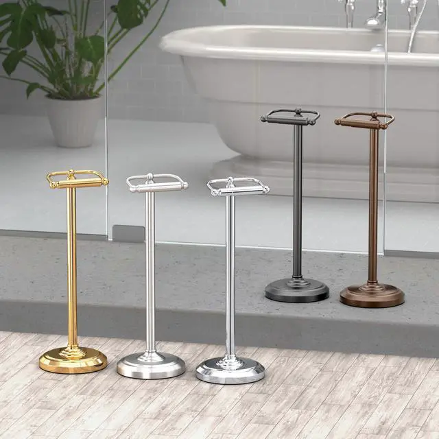 Alt view image 4 of 6 - 1436MX Toilet Paper Holder Stand, Weighted Base, Matte Black, Freestanding Bathroom Floor Stand, 22 Inch
